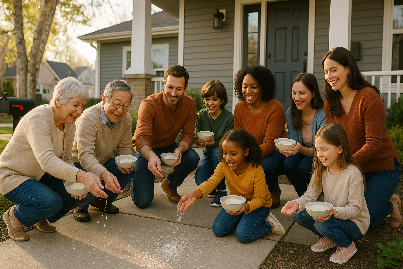Traditional Rice Blessing Ritual Symbolic Housewarming