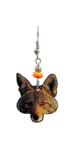 Pichincha - Acrylic Coyote Wild Animal Dangle Earrings