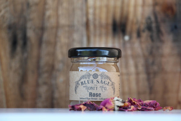 Blue Sage Honey Co. - Rose Infused Raw Honey Organic Red Rose Petals Elegant Foods - 1.75oz