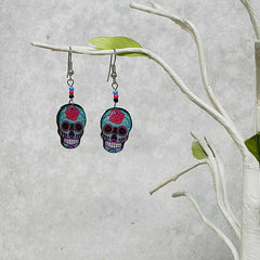 Pichincha - Acrylic Day of the Dead Sugar Skull Dangle Earrings