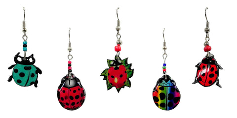 Pichincha - Acrylic Ladybug Garden Animal Dangle Earrings