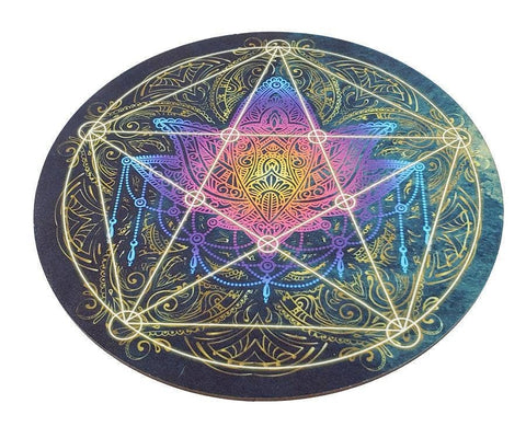 Mistiquora - Pentagram Lotus Metatron Pendulum / Altar Board 7"D