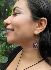 Pichincha - Acrylic Day of the Dead Sugar Skull Dangle Earrings