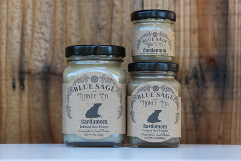 Blue Sage Honey Co. - Cardamom Infused Raw Honey Unique Flavor Organic Ingredients