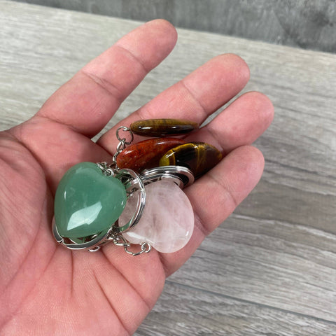 Keystone Crystals - Set of 5 Gemstone Heart Keychains