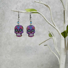 Pichincha - Acrylic Day of the Dead Sugar Skull Dangle Earrings