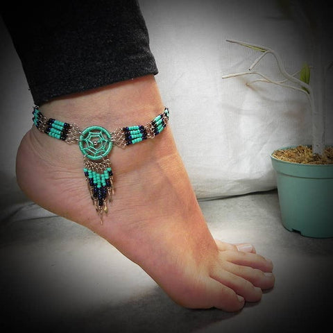 Pichincha - Dream Catcher Canutillo Beaded Metal Anklet