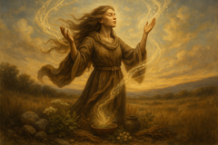 Whispers in the Winds : Explore our Relationship with Earth and Sky   make it a picture of a woman healer