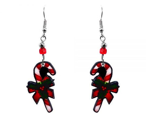 Pichincha - Acrylic Candy Cane Christmas Holiday Themed Dangle Earrings