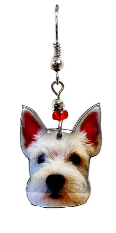 Pichincha - Acrylic White Scottish Terrier Dog Pet Dangle Earrings