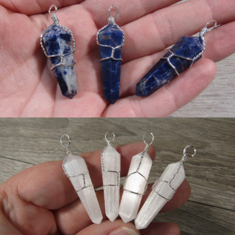 Keystone Crystals - Crystal Wire Wrap Pendant - Selenite Set of 10