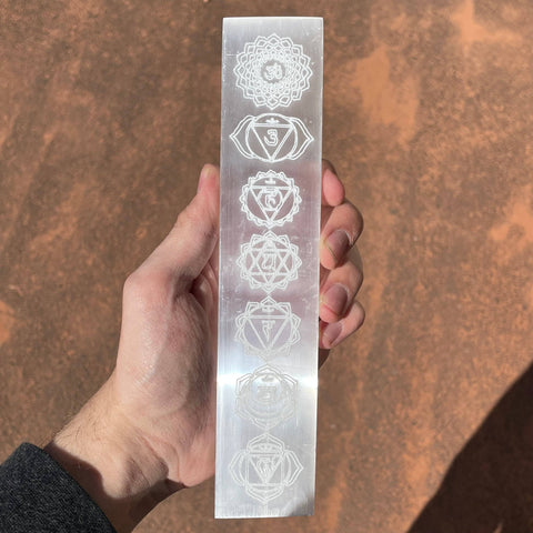 Keystone Crystals - Chakra Affirmations Selenite Bar Plate