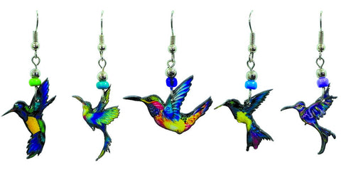 Pichincha - Acrylic Hummingbird Garden Animal Dangle Earrings