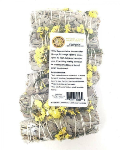 Mistiquora - Sinuata Flowers with White Sage 4" Energy Cleansing - Blue (6 pack)