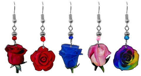 Pichincha - Acrylic Rose Flower Nature Dangle Earrings