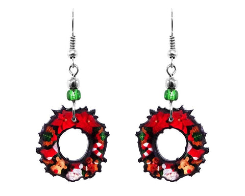 Pichincha - Acrylic Christmas Wreath Holiday Themed Dangle Earrings