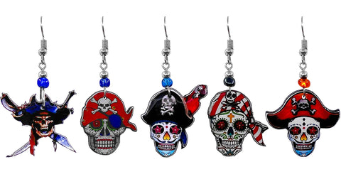 Pichincha - Acrylic Pirate Skull Nautical Gothic Dangle Earrings