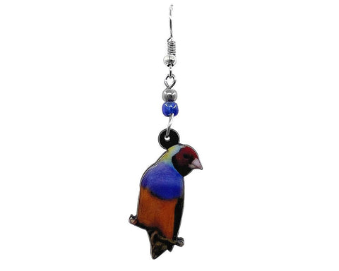 Pichincha - Acrylic Finch Bird Animal Dangle Earrings