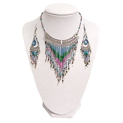 Pichincha - "Canutillo" Beaded Metal Dangle Chain Necklace Set