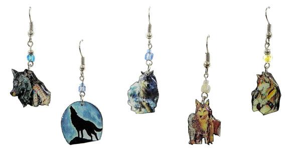 Pichincha - Acrylic Wolf Body Wild Animal Dangle Earrings