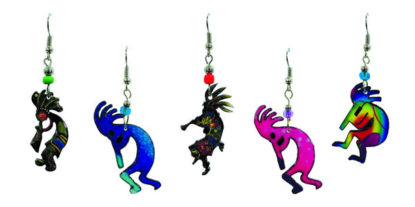 Pichincha - Acrylic Kokopelli Southwest Deity Dangle Earrings