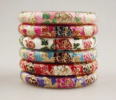 Wholesale10 Pcs Chinese Handmade Cloisonne Enamel Cuff Flower Bracelet Bangle