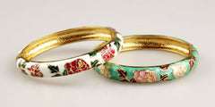 Wholesale10 Pcs Chinese Handmade Cloisonne Enamel Cuff Flower Bracelet Bangle