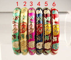 Wholesale10 Pcs Chinese Handmade Cloisonne Enamel Cuff Flower Bracelet Bangle