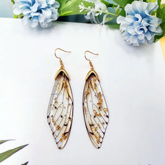 Minar Fairy Clear Resin Butterfly Drop Dangle Earrings for Women Romantic Bling Foil Rhinestone Simulation Wing Earring Gift