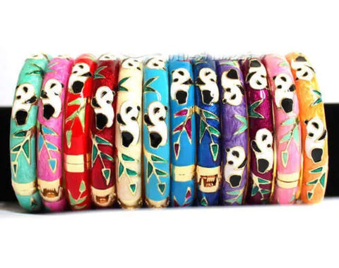 Wholesale 10PCS Mix CHINESE HANDMADE Cloisonne Enamel Cuff Panda Bracelet