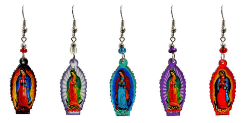 Pichincha - Acrylic Virgen de Gaudalupe Religious Dangle Earrings