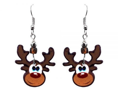 Pichincha - Acrylic Reindeer Christmas Holiday Themed Dangle Earrings