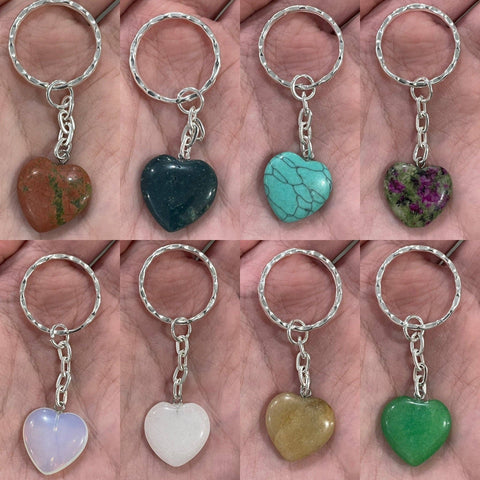 Keystone Crystals - Assorted Gemstone Heart Keychain